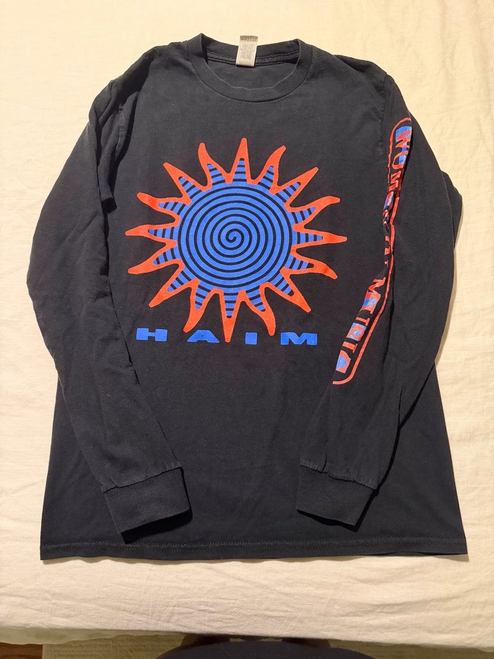 HAIM Women in Music Pt 3 Black Long Sleeve Tee with Blue & Red Sun Graphic